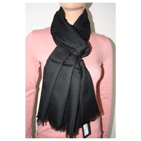 black gucci scarf|gucci wool scarf women's.